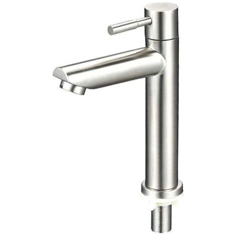 Robinet de salle de bain moderne, robinet de lavabo, robinet de lavabo monocommande avec bec de 150 mm de hauteur, robinet de lavabo monocommande carré, chrome poli