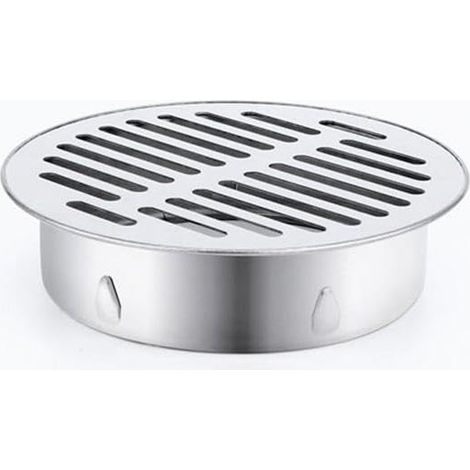 Siphon de sol rond en acier inoxydable Ø150 mm - Grille goutte avec filtre anti-encrassement pour balcon, cour, toit, terrasse et jardin extérieur
