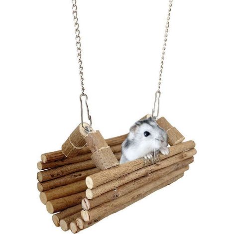 Hamac-balançoire pratique et confortable en bois pour hamster, créant un lieu de repos douillet (1/4)