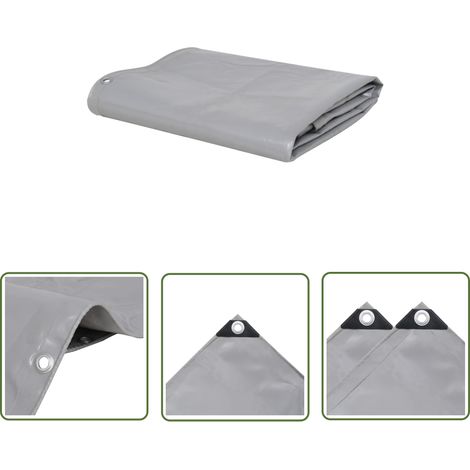 The Living Store Abdeckplane 650 g/m² 6x8 m Grau - Abdeckplane - Plane - Planen - Wasserdichter Stoff - Wetterfeste Plane (1/5)