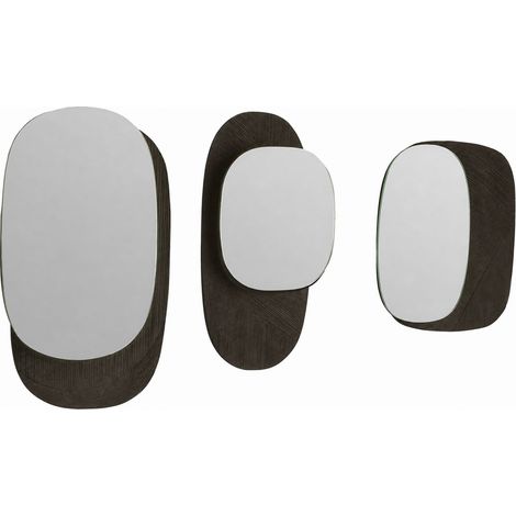 Lot de 3 miroirs en bois de manguier noir - Noir (1/4)