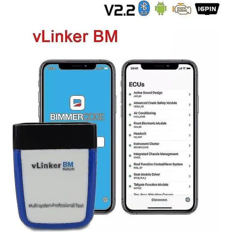 Outil de diagnostic automobile - Scanner OBD2 pour BMW Bimmercode Vlinker Bluetooth 3.0 ELM327 V2.2 (1/4)