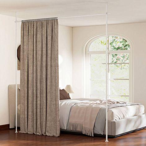 No drill white curtain rod 120 314 cm room divider 227458860 227458860 227458860 (1/5)
