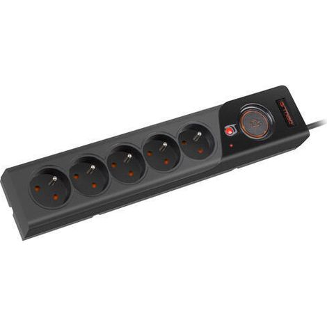 Armac surge protector z5 3m 5x french outlets 10a cable organizer black