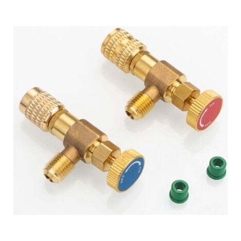 Lot de 2 adaptateurs de remplissage réfrigérant Valve de sécurité Coupleur rapide Climatiseur R410 R22