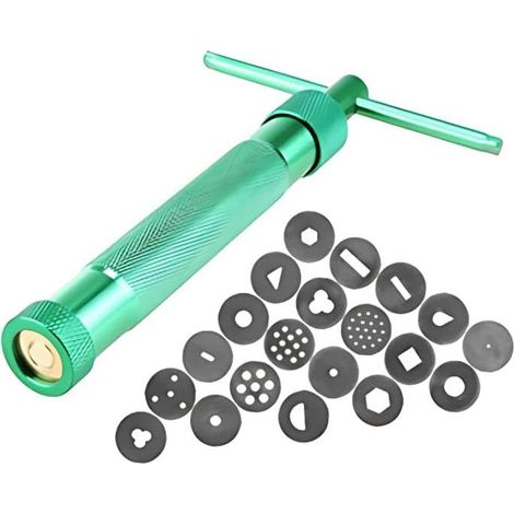 Hergestellt mit einer Edelstahl-Tonpistole, für Fondant-Extruder, Bastelarbeiten, schönes Aussehen, Edelstahl-Zuckerpasten-Extruder, grün (1/4)