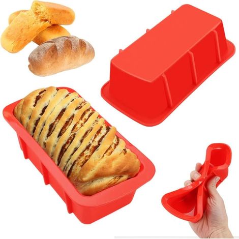 2 Pcs M Taille Moule a Cake Silicone Rectangulaire Moules à Pâtisserie,Moule Pain AntiadhéSif de Qualité Alimentaire,Moule en pour Gâteau Pains Résistant Chaleur Pro -16.5x8.5x5cm -