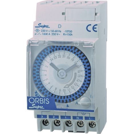 ORBIS Zeitschalttechnik SUPRA D 230 V Hutschienen-Zeitschaltuhr analog 230 V/AC