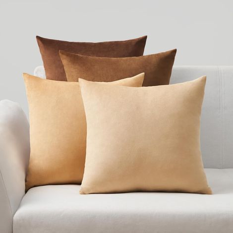 Housse Coussin 40x40 Lot de 4 en Velours avec Finition Lustrée à Effet Dégradé Taie Coussin 40 x 40 Décoratif pour Canapé Fauteuil Lit Salon Chambre Banc Style Vintage Boheme Luxe (1/5)