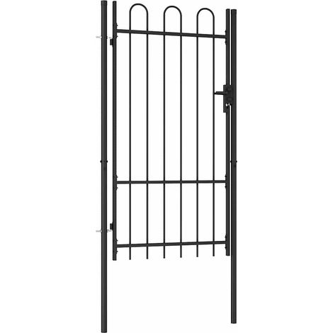 Puerta de valla BOXTEL de una puerta con arco superior de acero, 1x1,75 m, negro vidaXL