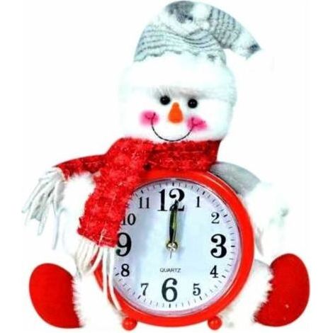 Petit réveil de Noël à piles, réveil de table décoratif avec le Père Noël et un bonhomme de neige, à poser sur une étagère, dans une chambre, une cuisine ou un plan de travail un petit cadeau de Noël (1/5)