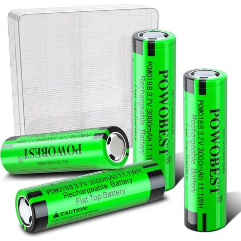 3,7V Batterie NiMH Rechargeable 3000mAh,POWO18B Batterie à Dessus Plat avec boîtier de Protection de Batterie,pour Appareil Photo,Petit Ventilateur (1/5)