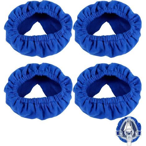 4pcs Housses de Masque pour la Plupart des Masques Complets, Doux Coussin pour Masque de Pression Positive Élastiques Coussin pour le Visage, Réduisant Marques Rouges sur Joues (Bleu) (1/5)