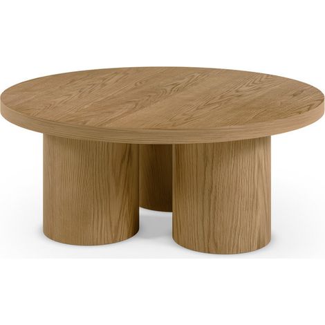 BOBOCHIC - Table basse ronde D.100 cm AMANZA placage chêne massif (1/2)