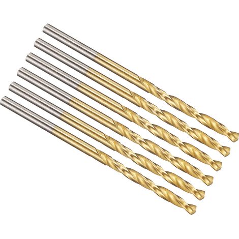 Foret Hélicoïdal 2.4mm, Forets à Métaux, Tige Droite Jobber Acier Rapide M2 135° Revêtu Nitrure de Titane (TiN), Mèche pour Métal Acier Inoxydable de Dureté Moyenne, 6 Pièces (1/5)