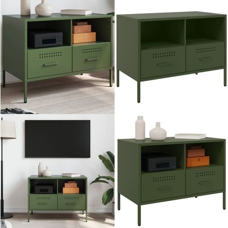 Mueble para TV acero verde oliva 68x39x50,5 cm - Mueble de TV - Mueble industrial