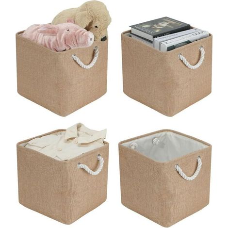 Set mit 30 faltbaren Aufbewahrungsboxen (30 x 30 x 30 cm) - Große faltbare Aufbewahrungsbox aus Stoff - Aufbewahrungskörbe/Regale für Kleidung, Spielzeug, Werkzeug, Kleiderschrank (Khaki) (1/4)