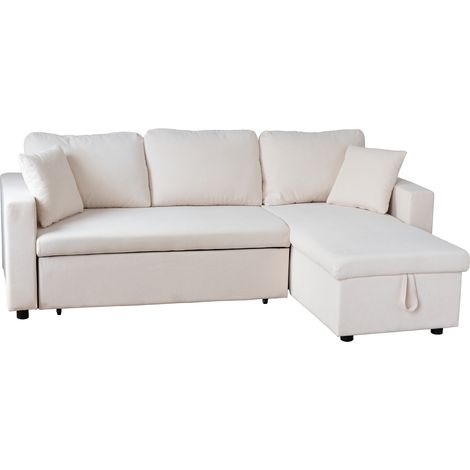 CLARKDivano letto angolare a 3 posti in velluto a coste beige (1/5)