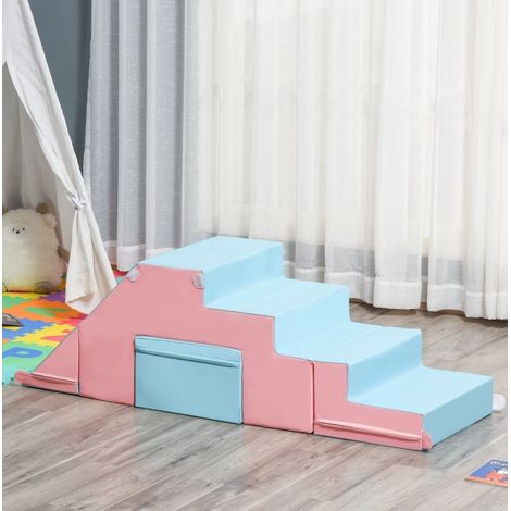CHICFURN Juego de motricidad infantil 147x49x47 cm en cuero sintético rosa y azul (1/5)
