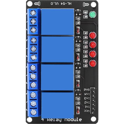 Module Relais 4 Canaux 3V à Déclenchement Bas, Platine Noire avec Voyant LED pour Contrôle d'Appareils Électroménagers (1/5)