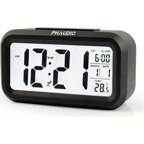 PHAUDIC® Réveil Digital Alarme Horloge Numérique Alarm Clock LCD avec fonction Snooze, Rétro-éclairage, lumière de Nuit, (1/4)