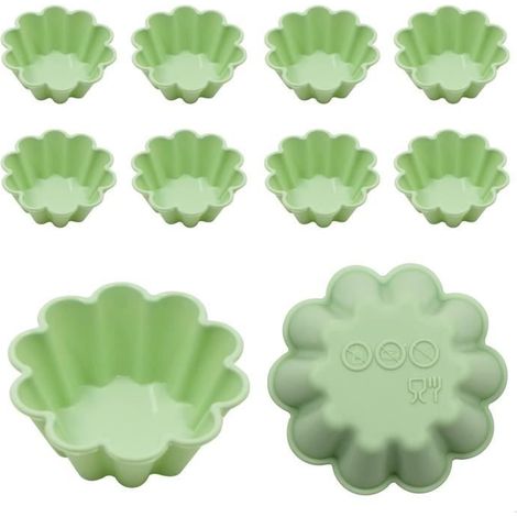 Moules à Tartelettes - Noname - 10 Pcs - Silicone de Haute Qualité - Vert - 7.5 cm (1/4)