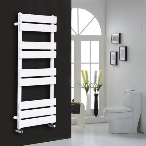 Flat Panel Heated Towel Rail Bathroom Rad Radiator White 1000x450mm