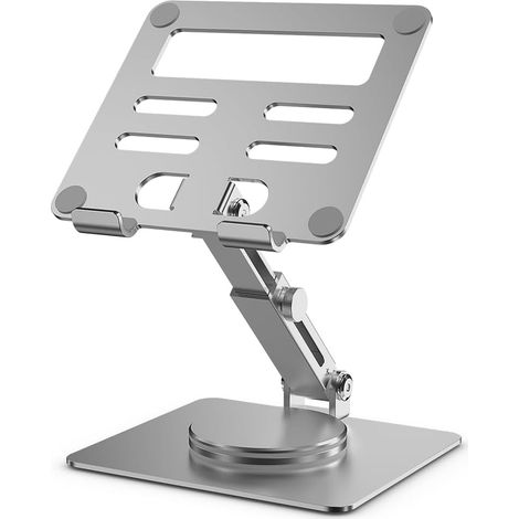 Tablet-Ständer für den Schreibtisch, höhenverstellbar und drehbar, 360° drehbarer Fuß, tragbarer Ständer aus Aluminiumlegierung (silber). (1/3)