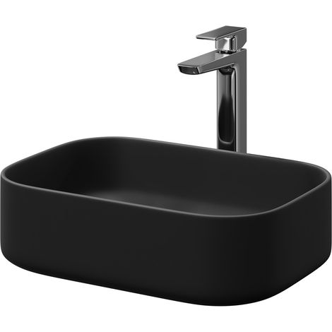 Amadora Matt Black 455mm x 325mm Square Countertop Basin (1/5)