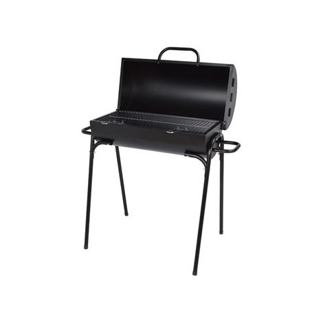 Barbecue rectangulaire au charbon de bois avec couvercle en acier émaillé et grille en acier inoxydable