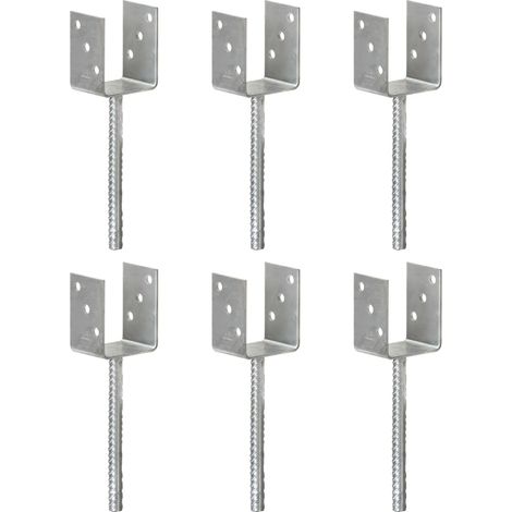 Fence Anchors 6 pcs Silver 8x6x30 cm Galvanised Steel vidaXL