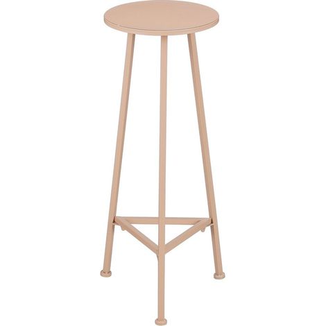 Sellette Porte-Plante Ronde en Fer Support pour Fleurs Rose Clair H80 x Ø30 cm - PANGIVO (1/4)
