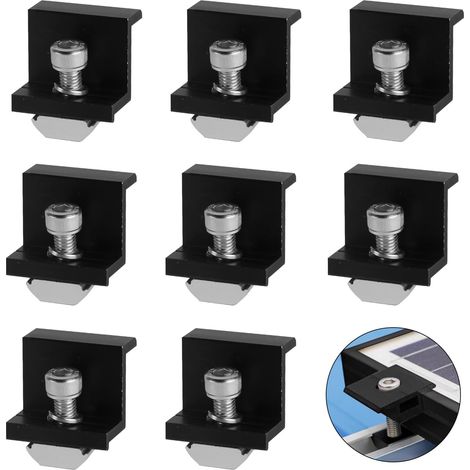 8 Stk Solarpanel Halterungs, 30mm Solarmodul Halterung Endklemmen Kit, PV Solar Panel Halterungen Solarhalterungen Wohnmobil Flachdach, Z-Halterung für Solarpanel Befestigung Solarmodul Halterungen (1/5)