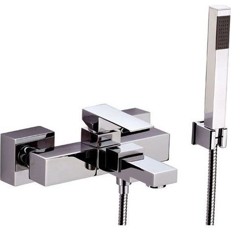 Rubinetto vasca duplex esterno, con flessibile cm.150 e supporto e doccetta in ottone cromato - serie skyline (1/3)