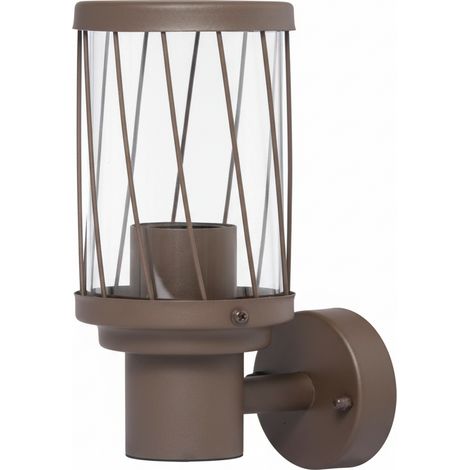 Applique da Esterno a Parete con Attacco E27 IP54 – Lanterna Marrone in Alluminio – Lampada da Parete per Giardino, Ingresso, Balcone, Terrazzo - Lampadine non incluse