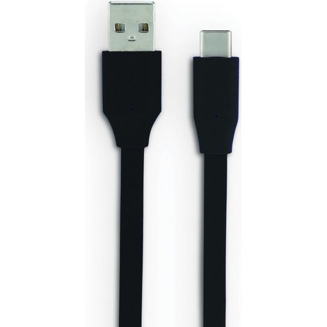 Câble USB-C /USB-A plat 3 m - noir (1/4)