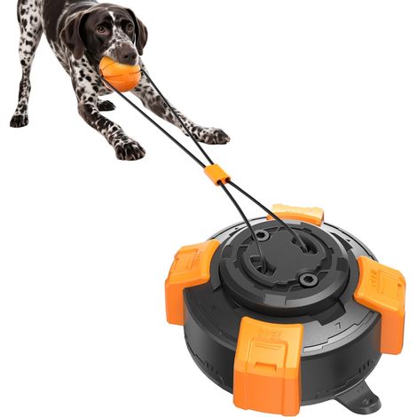 Jouet interactif pour chien avec ventouse, corde de traction de 68 cm et balle de 6,8 cm, jouet à mâcher pour toutes les races de chiens sur des surfaces lisses, orange (1/5)