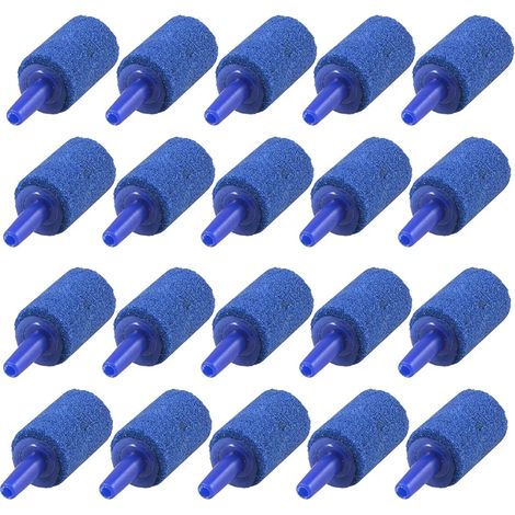 Sexagesimo 20 piedras difusoras cilíndricas grandes para acuarios e hidroponía - Azul