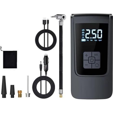 Tragbarer Auto-Kompressor, Reifenfüller 4000mAh DC 12V 150Psi Reifenluftpumpe mit Digitalanzeige, leichter Reifenfüller (kabellos, DC USB) (1/5)