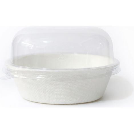 Bol jetable blanc renforcé 260 ml avec couvercle dôme transparent