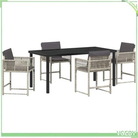 Ensemble de salle à manger pour jardin - FAFEICY - 3380763 - Gris clair - 4 places - Plateau verre (1/5)