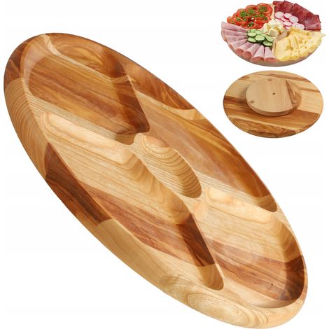 KADAX Servierplatte, Drehteller aus natürlichem Holz, Eschenholz