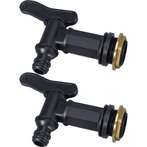 Robinet en plastique deux pièces – raccord fileté en laiton – bec à connexion rapide Ø 14,5 mm – noir (1/5)