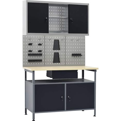 Établi avec 3 panneaux muraux et 1 armoire (1/5)