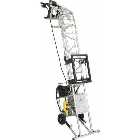 Haemmerlin – Monte matériaux en acier 150Kg – Hauteur de travail 20m – Treuil électrique intégré 220V – Chariot avec système parachute