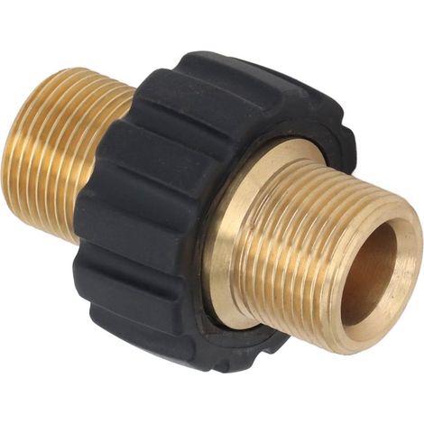 Rosvola Adaptateur de nettoyeur haute pression, connecteur de tuyau de pistolet 5000PSI, pièces de rechange pour Machine à laver mâle M22 à M22 (trou intérieur 15mm). (1/5)