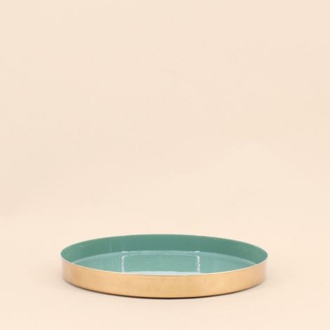Plateau rond vert, doré 20cm (1/5)
