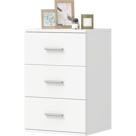 HOMCOM Comodino Moderno con 3 Cassetti e Multiuso per Camera e Salotto Bianco