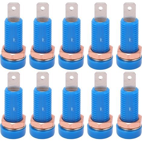 10 Stück 4-mm-Bananenstecker-Montageanschluss-Paneladapter für elektronische Instrumente, blau (1/5)