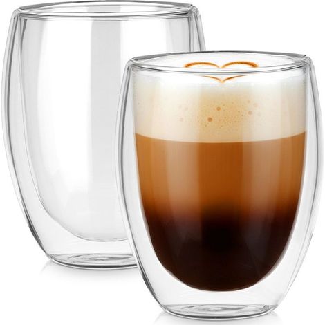 Verres thermiques - Set de 2 - Double paroi - 10 x 10 x 11,5 cm - Transparent (1/5)
